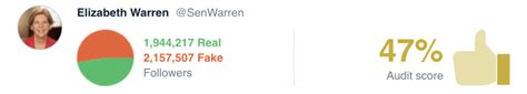 most of elizabeth warren's twitter followers are fake